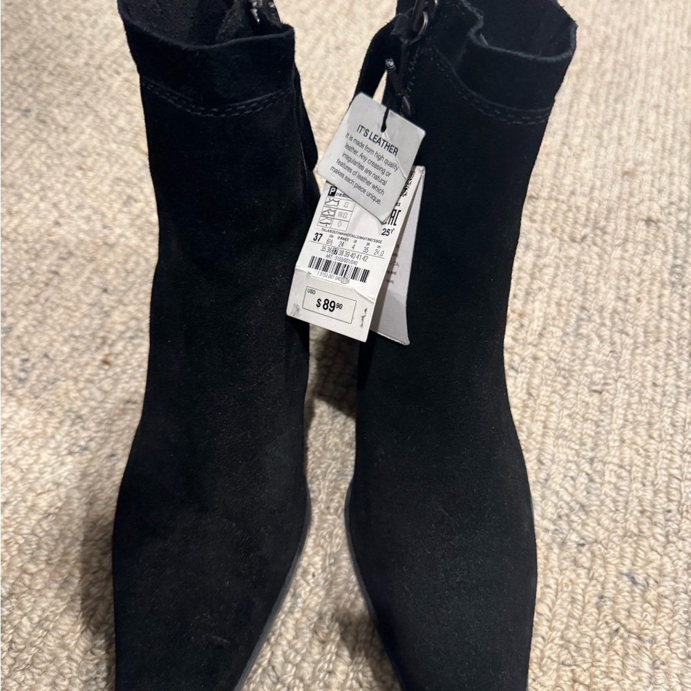Zara Black Suede Ankle Booties